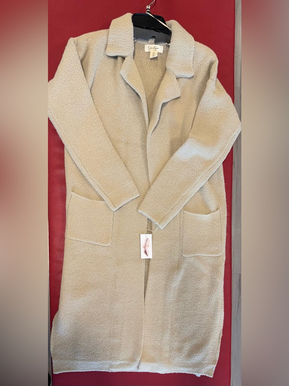 Jessica Simpson Longline Duster Cardigan – Oatmeal Beige – Women’s Small NWT